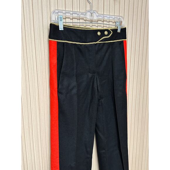 Paco Rabanne Military Pants Virgin Wool Black Red Trim Size US 2 / FR 34 - Picture 6 of 16